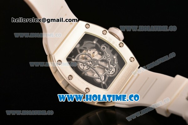 Richard Mille RM 055 Bubba Watson Tourbillon Manual Winding Steel Case with Skeleton Dial and Dot Markers - White Inner Bezel - Click Image to Close